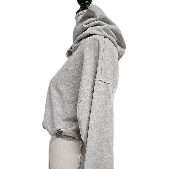Aritzia The Group by Babaton Weekender Pullover Cinch Cropped Hoodie Gray Sz S - Picture 4 of 10